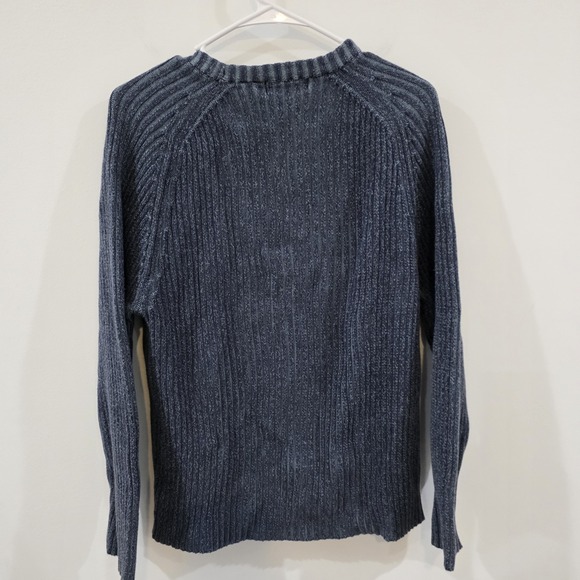 Vintage Faded‎ Glory Mens Ribbed Sweater Size Large Crewneck Blue Retro 90S - Picture 2 of 6